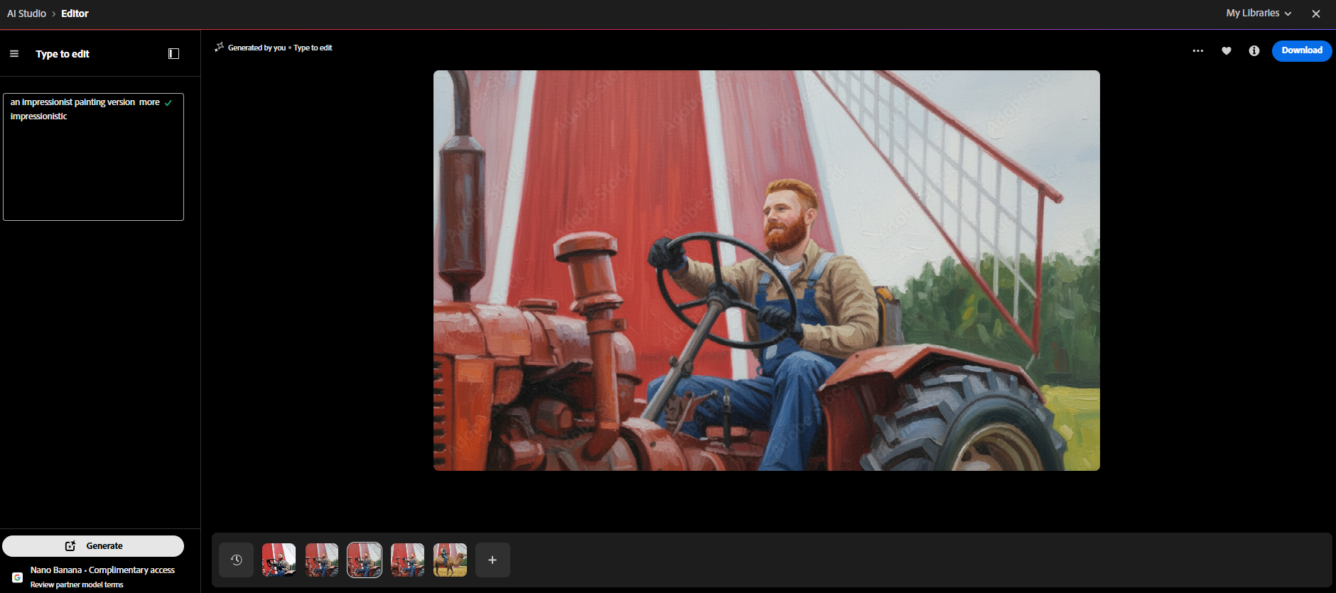Using Adobe Stock's different features during our testing