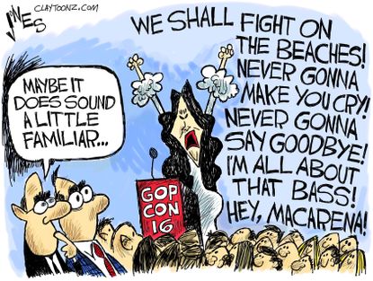 Political cartoon U.S. Melania Trump speech plagiarizing familiar