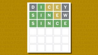 Wordle answer for game 999 on a yellow background