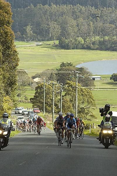 The peloton had bridged the gap to the leaders on the climb out of Lilydale.