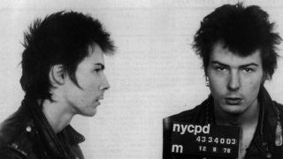 Bassist Sid Vicious of the rock band "The Sex Pistols" poses for his mugshot after being arrested by New York City police for allegedly murdering his girlfriend Nancy Spungen on December 8, 1978 in New York City, New York.