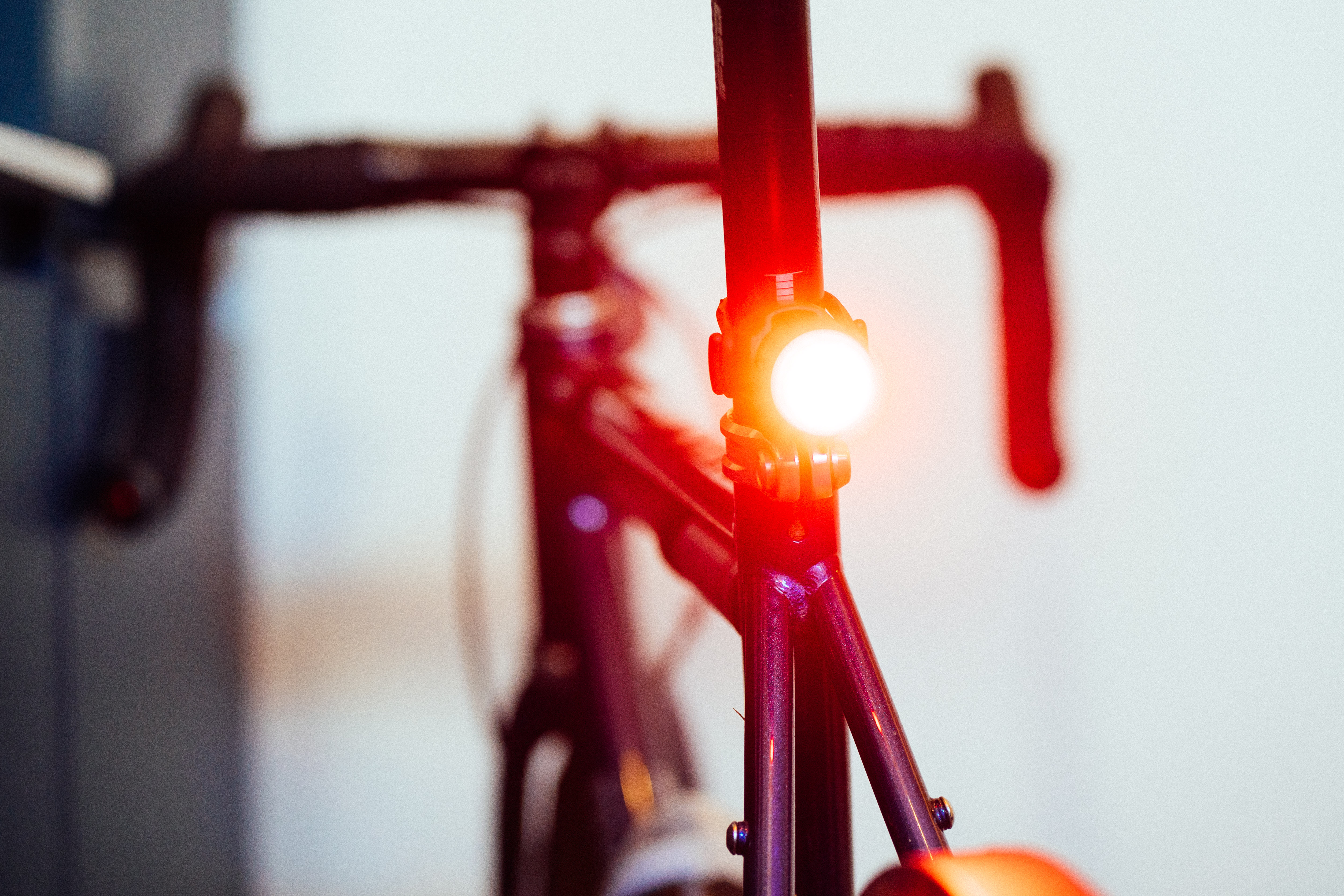 A close up of a bike light