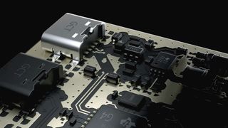 A screenshot of a promotional video by Itera, showing a rendered proof-of-concept for its liquid metal on glass substrate PCB prototyping service