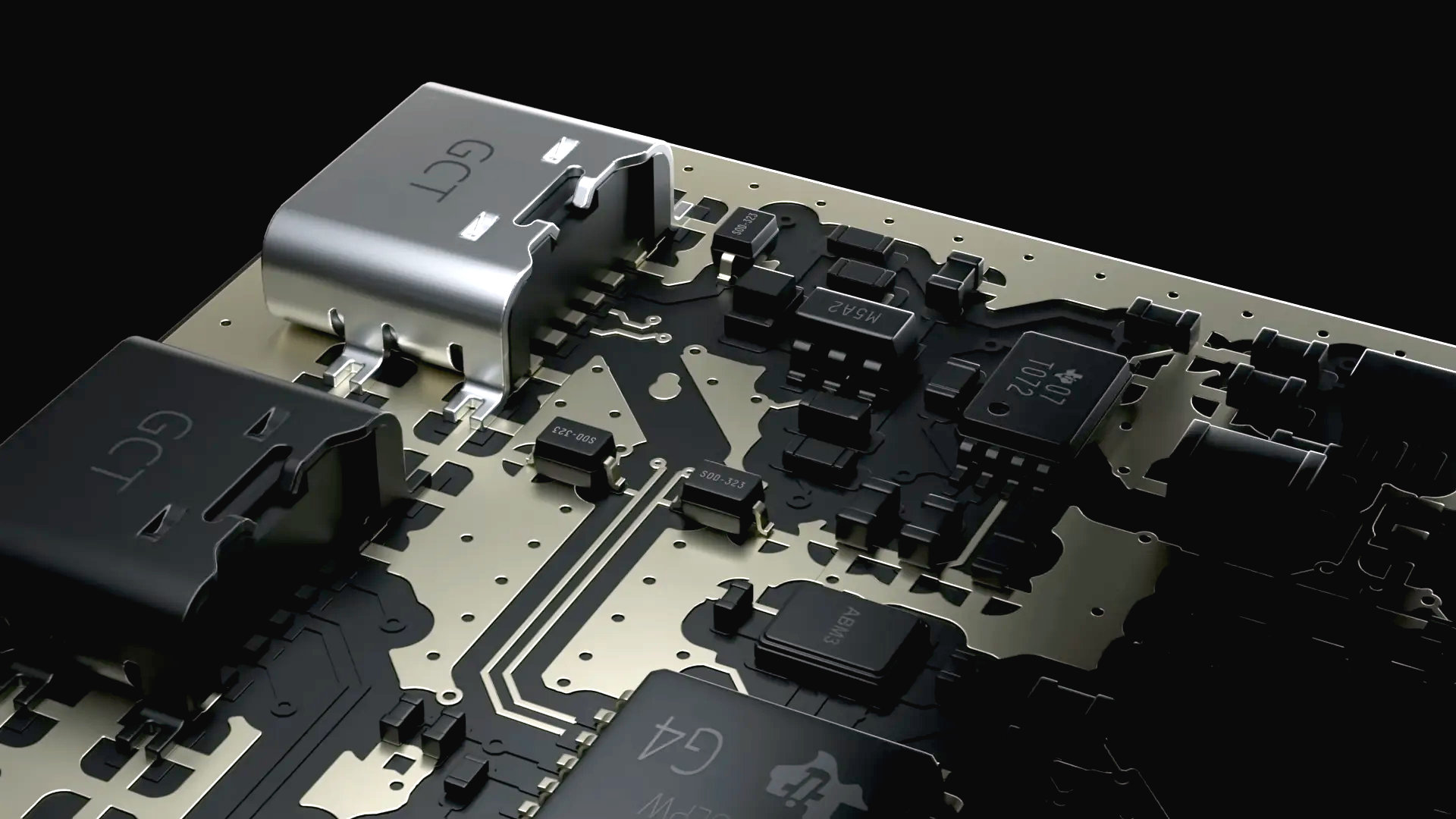 A screenshot of a promotional video by Itera, showing a rendered proof-of-concept for its liquid metal on glass substrate PCB prototyping service