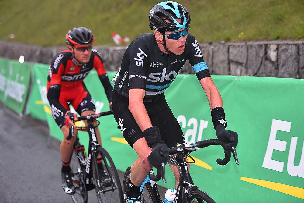 Froome and van Garderen together near the end of stage 4 at Tour de Romandie
