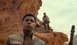Star Wars: The Rise of Skywalker Finn and Poe on watch in the desert