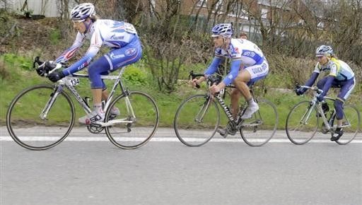 The winning break of Pozzato, Boonen and Iglinsky (l-r)