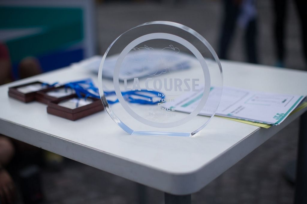 The winner's trophy for La Course