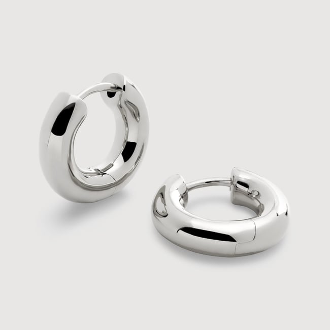 Sterling Silver Click Huggie Earrings
