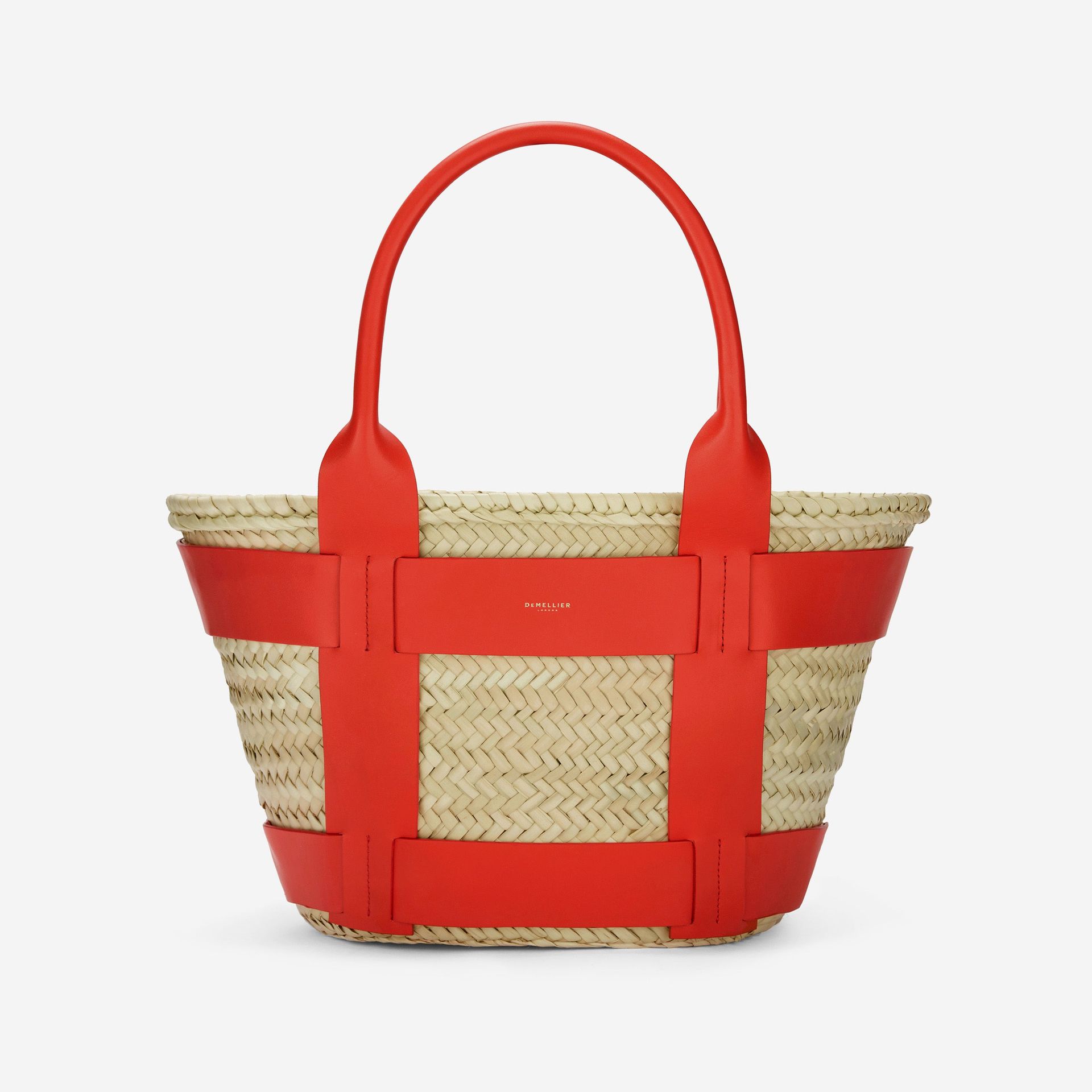The Santorini | Natural Basket Poppy Red Smooth | Demellier