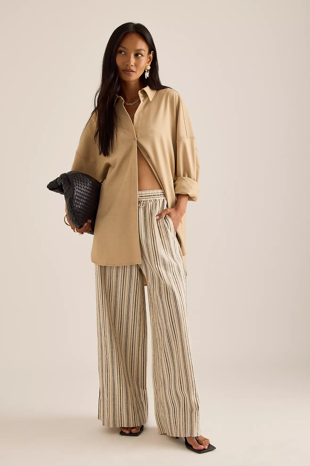 Object Viggo Striped Wide-Leg Trousers