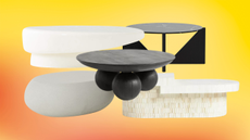 modern coffee tables on a colorful background