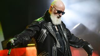 Rob Halford performing with Judas Priest onstage in 2025