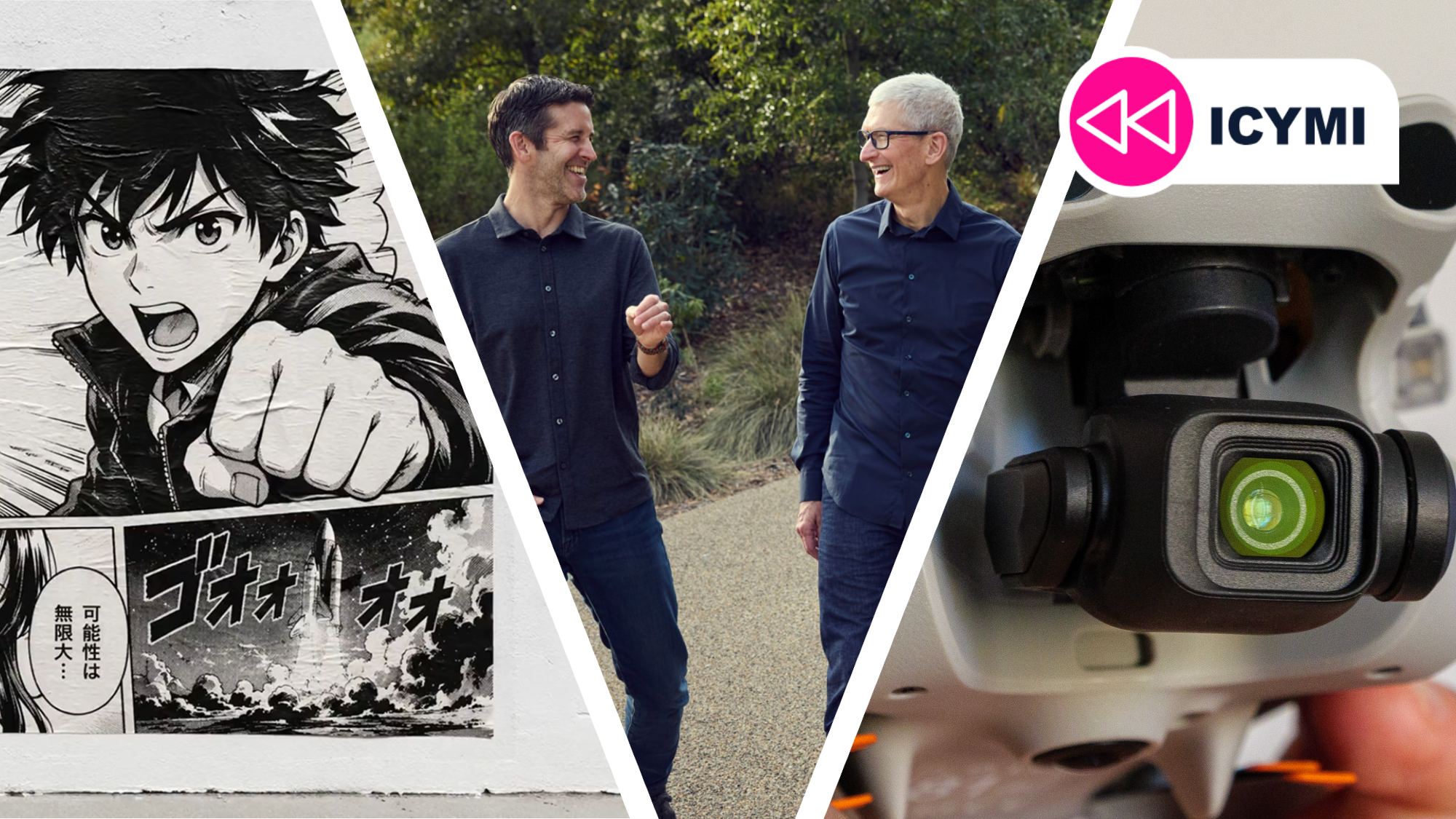 An AI manga panel, Tim Cook, and the new DJI drone's camera