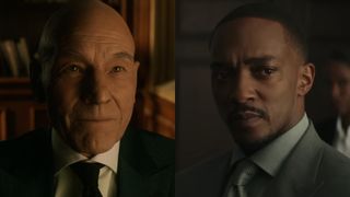 Charles Xavier (Patrick Stewart) speaks to Wolverine at the end of X-Men: Days of Future Past, while Sam Wilson (Anthony Mackie) speaks to President Ross in Captain America: Brave New World.