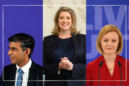 Three of the candidate for the leadership TV debates giving speeches at their campaign launches. Left to right: Rishi Sunak, Penny Mordaunt, Liz Truss