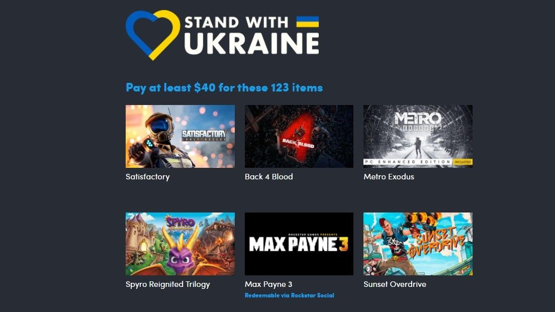 A fraction of what Humble&#039;s Stand with Ukraine bundle contains