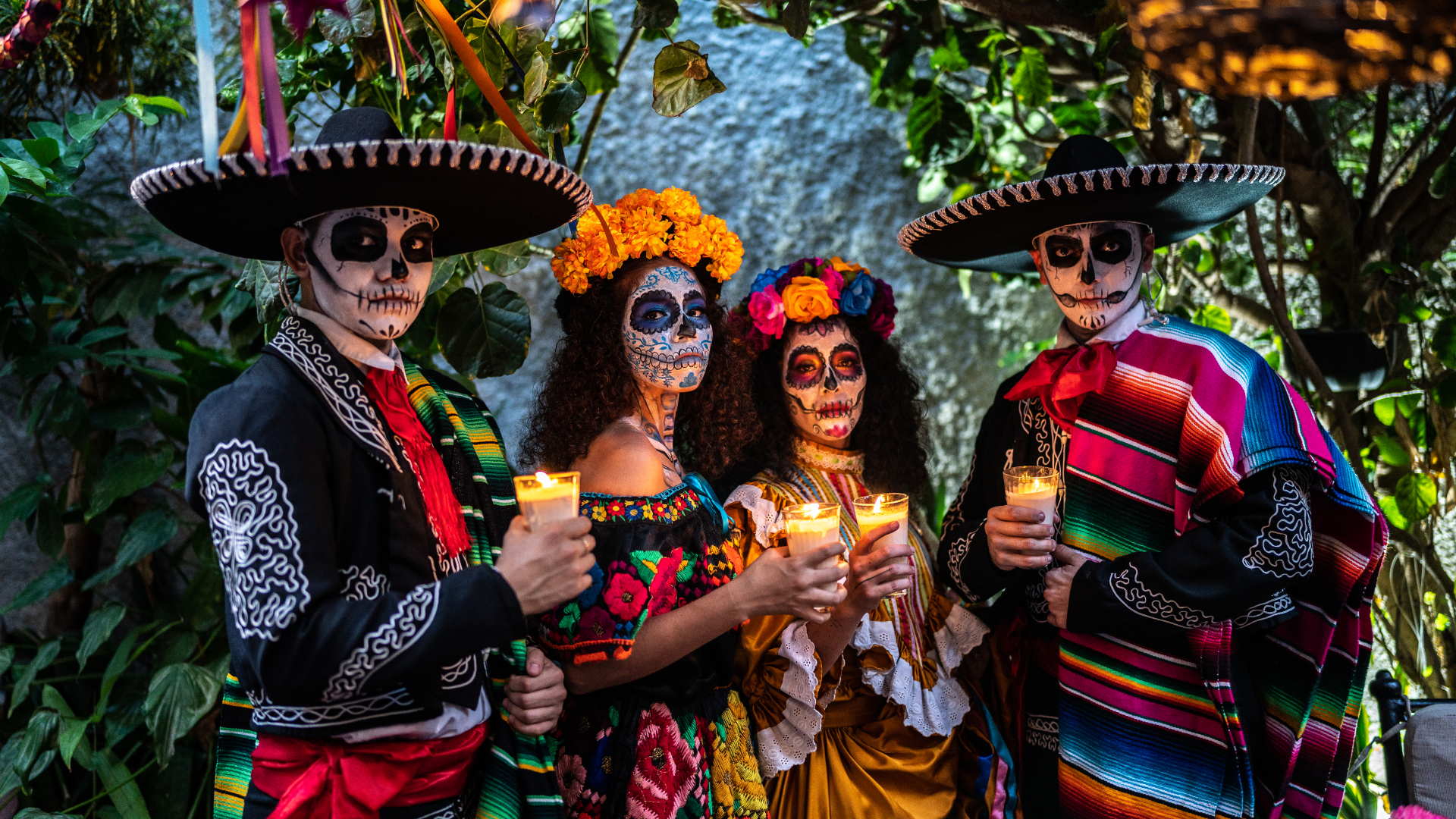 People dressed up for Dia de los Muertos