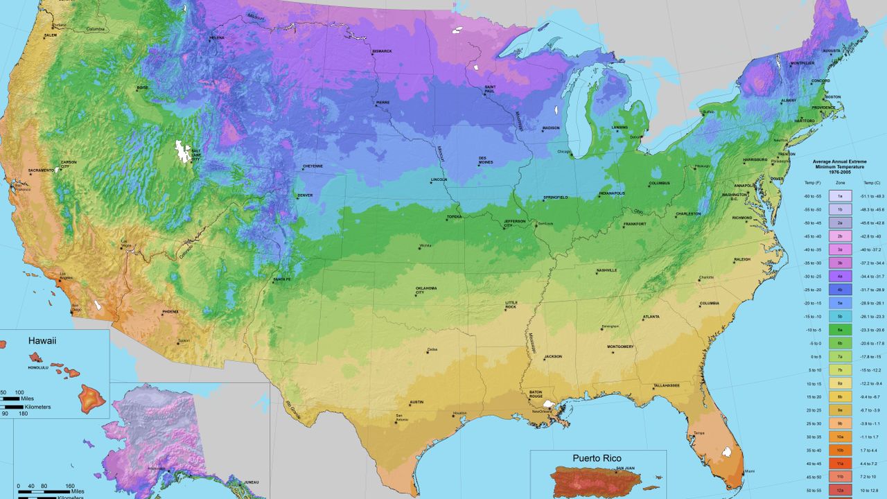 map of US hardiness zones