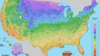 map of US hardiness zones