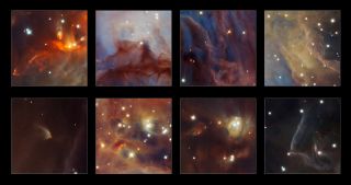 Frames with different multicolored nebula views