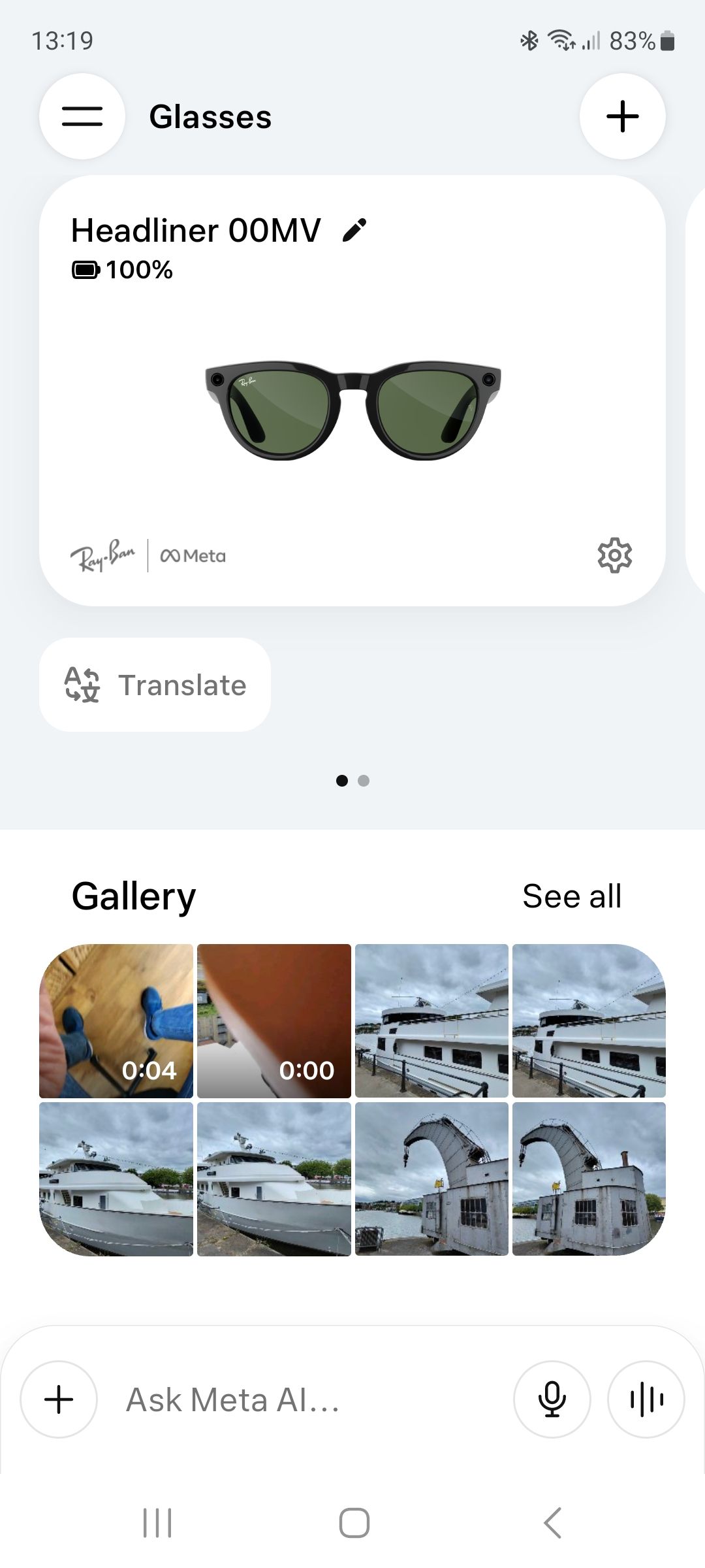 Ray-Ban Meta Gen 2 Headliner Meta AI app screenshots