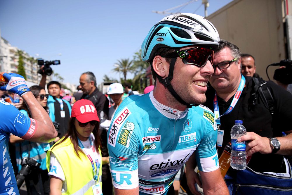A happy Cavendish after notching his second straight win.