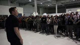 Elon Musk and Cheering SpaceX Employees