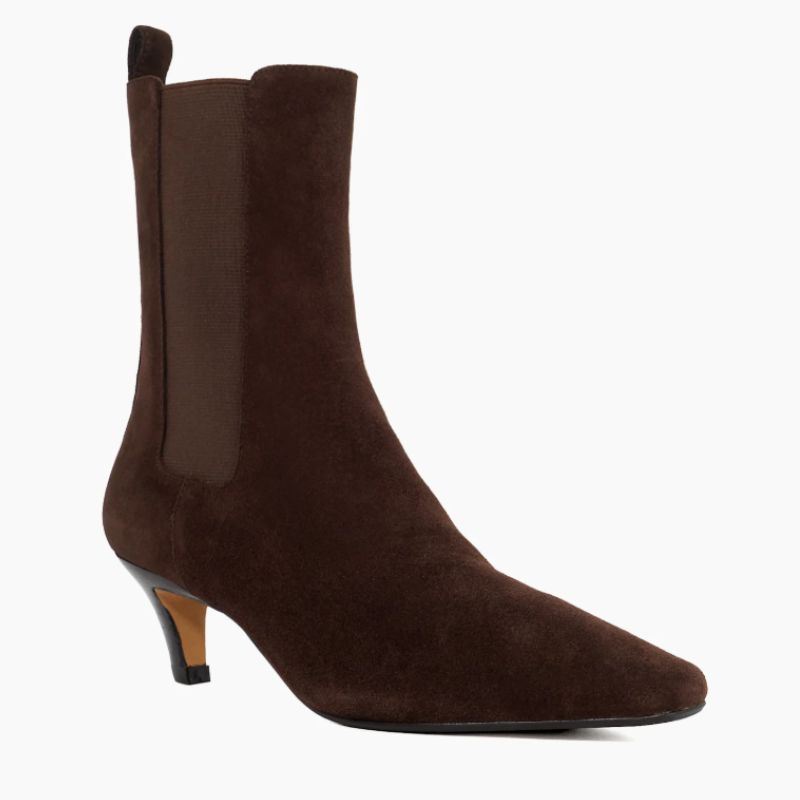 Dune London brown ankle boots with kitten heel