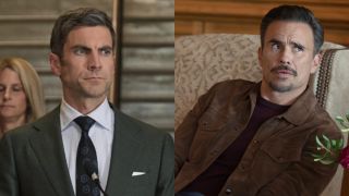 Wes Bentley as Jamie Dutton in Yellowstone and Juan Pablo Raba as Joaquin in Dutton Ranch.