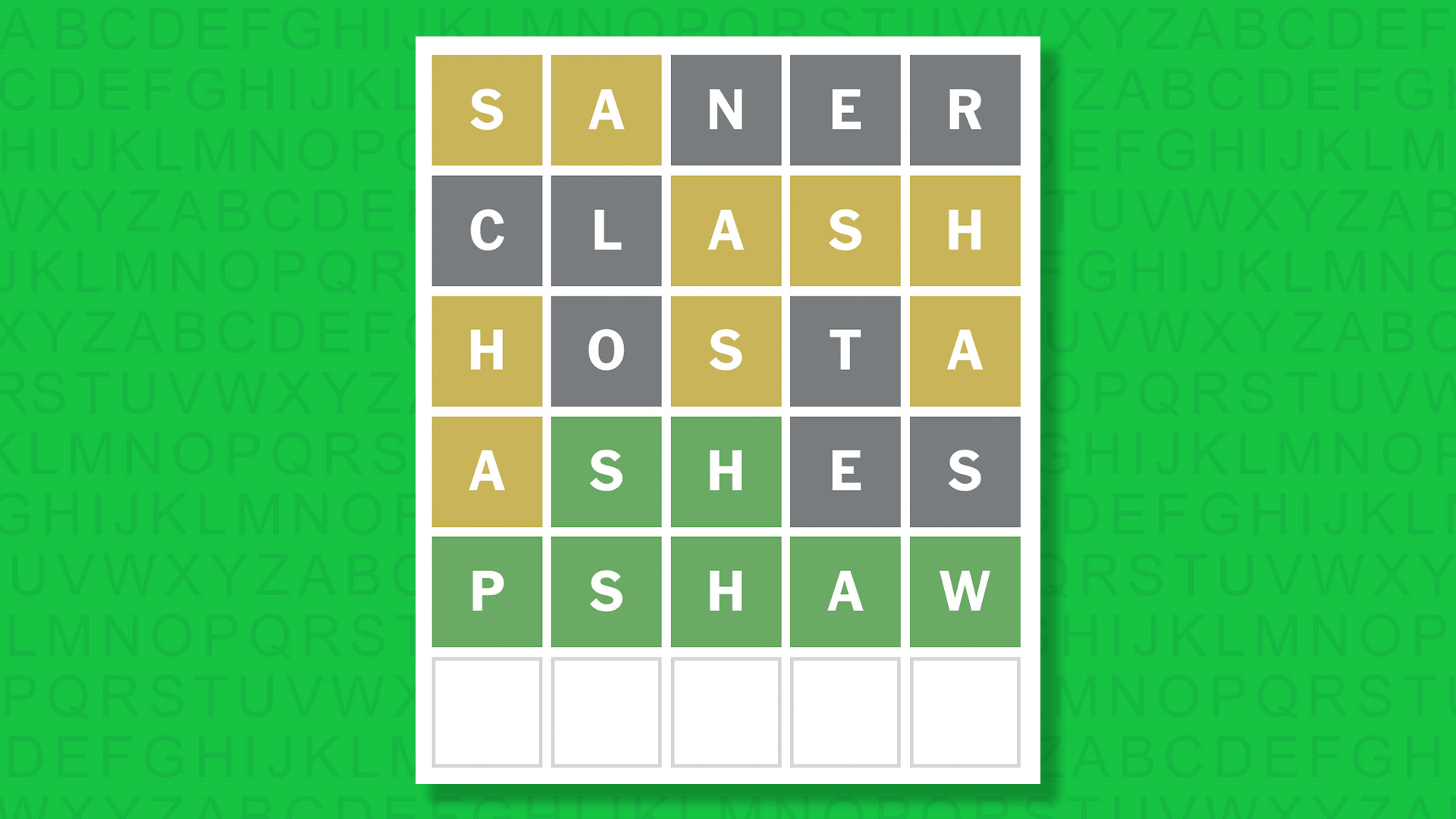 NYT Wordle answers for game 1852 on a green background