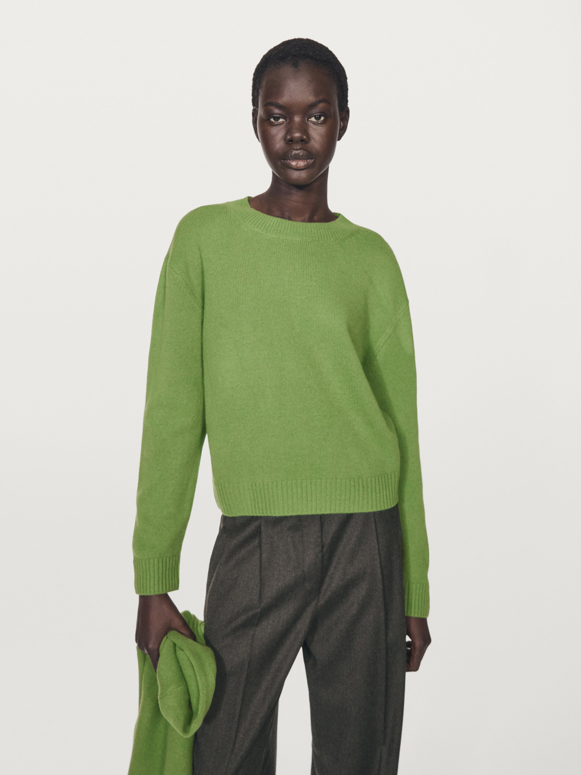 Wool Blend Crew Neck Sweater