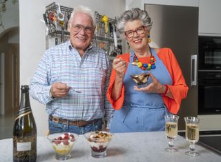 Prue Leith and her husband John Playfair in Prue Leith's Cotswold Kitchen