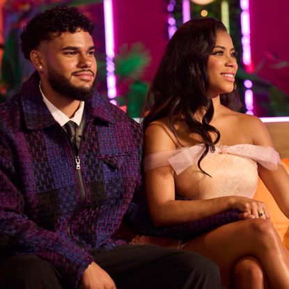 Bryan Arenales and Amaya Espinal at the 'Love Island USA' season 7 reunion.