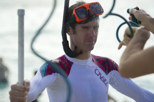 David Millar prepares for a date with a stingray
