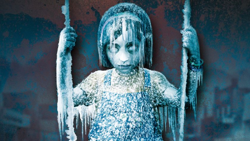 A frozen child sits on a swing in the key art for Silent Hill: Shattered Memories