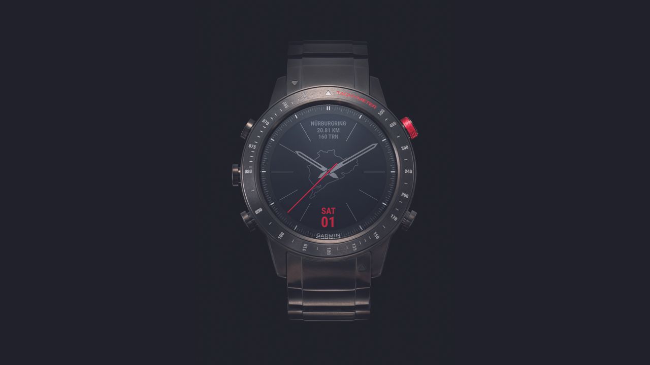 Pre-loaded with over 250 famous race tracks around the world, the Driver is built for the car enthusiast. Its adrenaline infused red and carbon grey racing theme is reflected in each detail of this racing watch; like the DLC coated case, the brushed ceramic tachymeter-bezel or the hybrid bracelet, a carbon grey titanium shell on the outside for a sleek and refined look, with red silicon inner links for better comfort and flex in the heat of the cockpit. On the race track it reveals its true nature by featuring automated time keeping of a drivers lap performance, auto lap splits, live delta time and or a track timer. The Track Timer lets the owner time monitor cars from the outlines of a race track. It automatically calculates their average speed and indicates it on the tachymeter scale of the bezel, to experience track racing performance to its fullest.