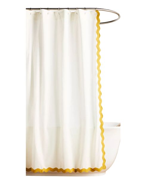 Maeve by Anthropologie Embroidered Scalloped Cotton Shower Curtain