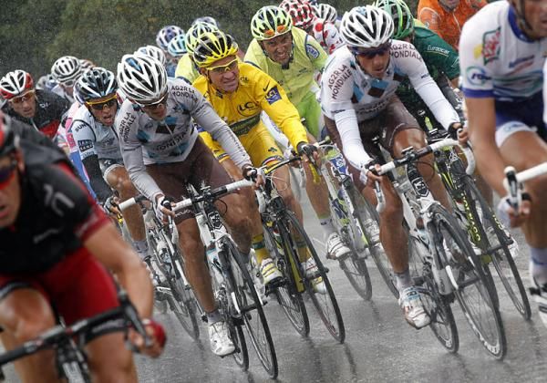 Tour leader Thomas Voeckler (Europcar) rides near the front of the peloton.
