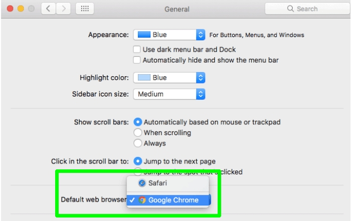 how to change default browser - mac default