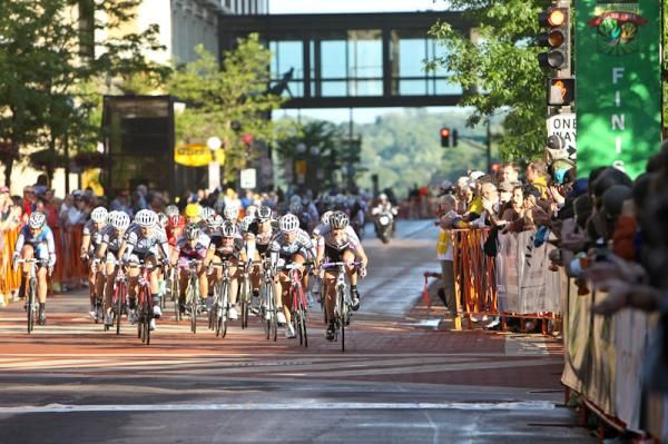The women come through with one lap to go.