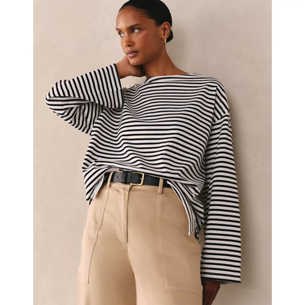 Organic Cotton Striped Oversized Jersey Top | Tops & T-Shirts | the White Company