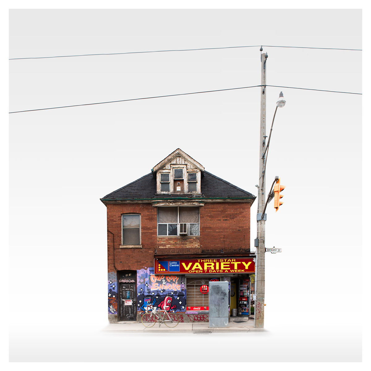 A storefront in Toronto on a white background