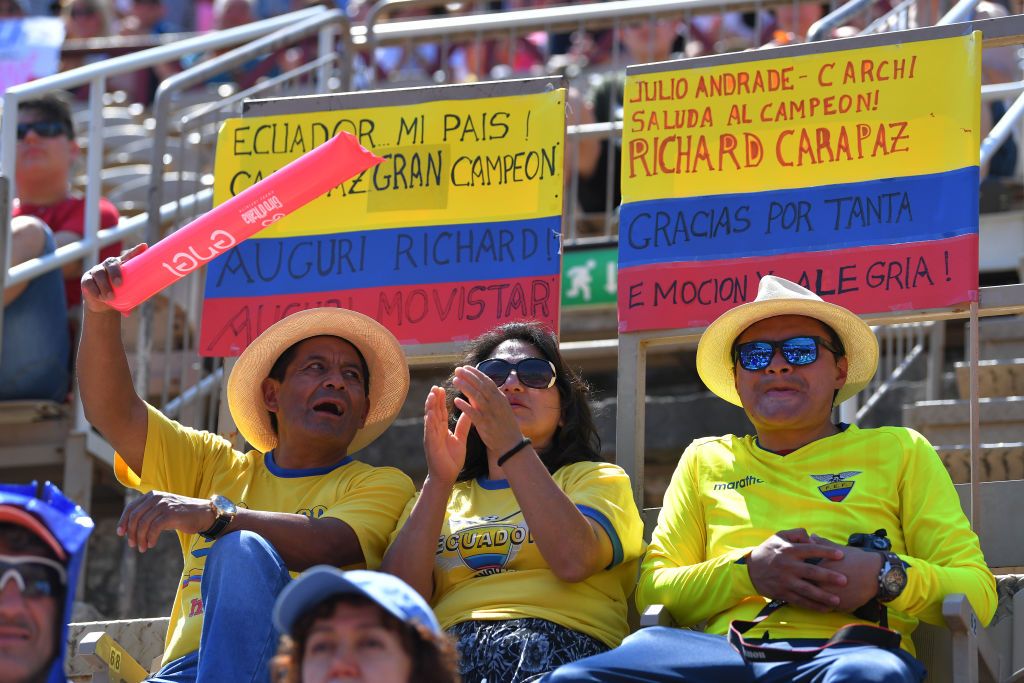 Ecuadoran fans celebrate at the Giro d'Italia