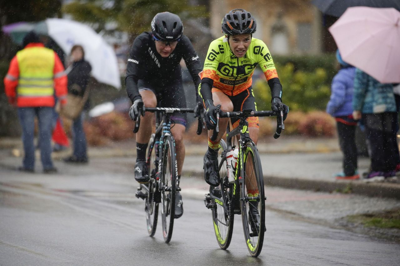 Ane Santesteban (Ale Cipollini) and Alena Amialiusik (Canyon-SRAM) on the attack