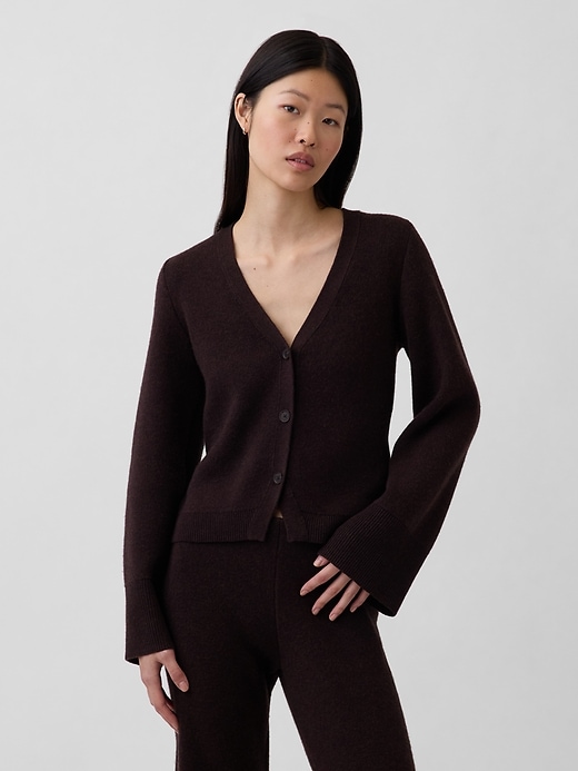 Cotton-Blend Relaxed V-Neck Cardigan Sweater