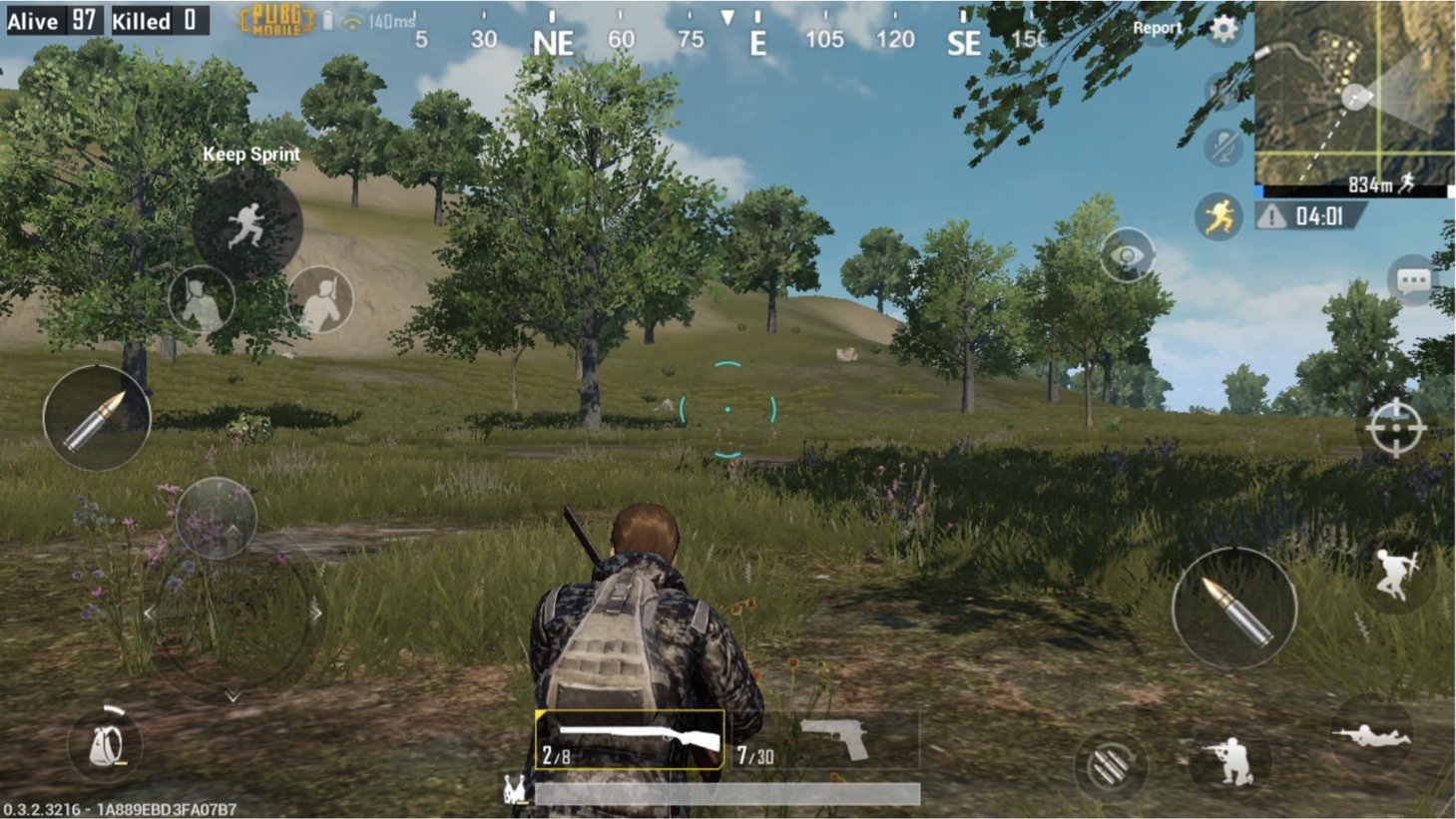 PUBG fonctionnant dehors