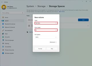 Storage Spaces format volume