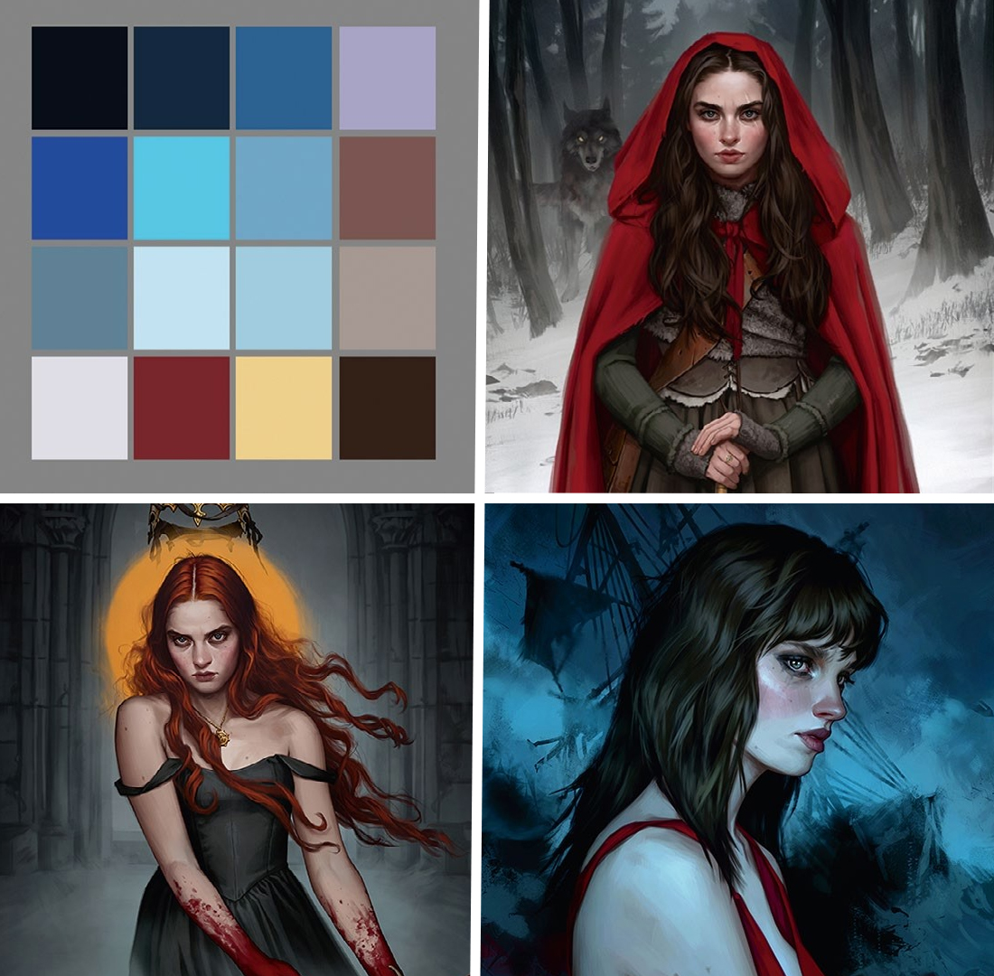 Book cover art featuring female fantasy characters