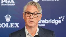 Terry Clark talks to the press at the PGA Championship